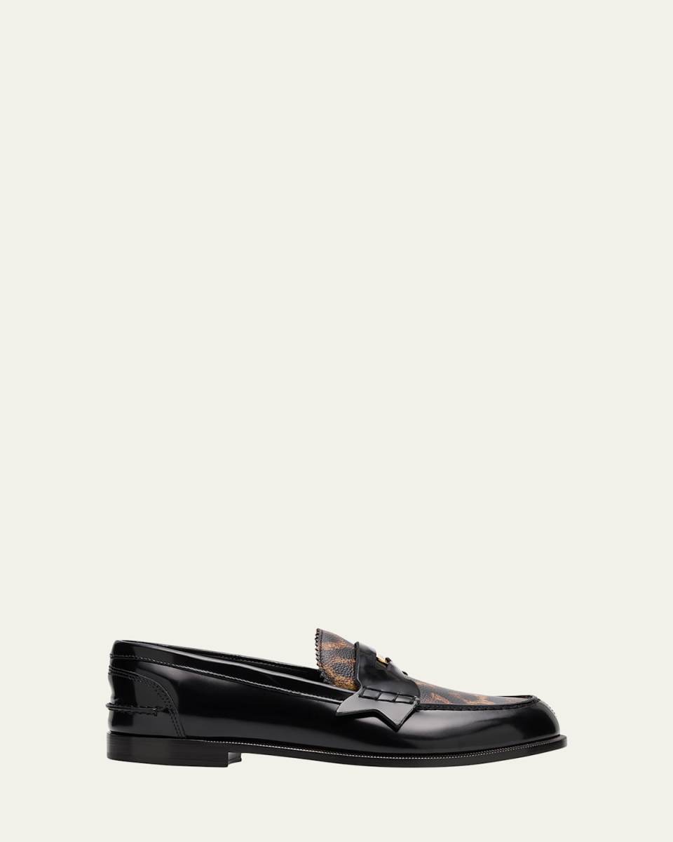 Donna Leopard-Print Leather Penny Loafers
